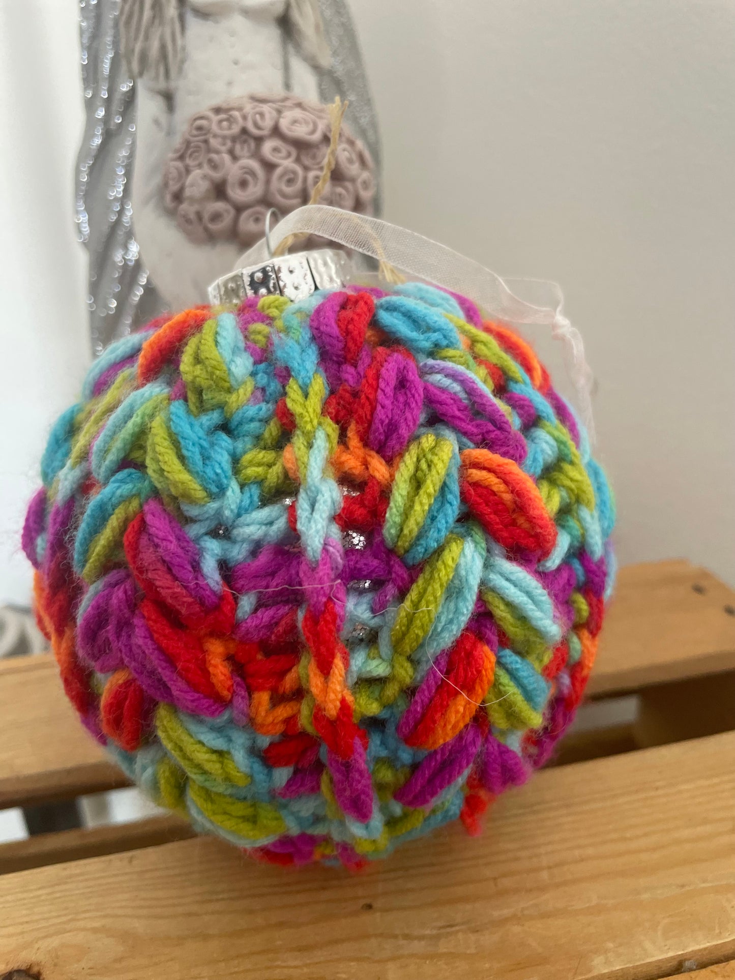 Hand-Crocheted Colorful Christmas Ornament – 37 cm Circumference
