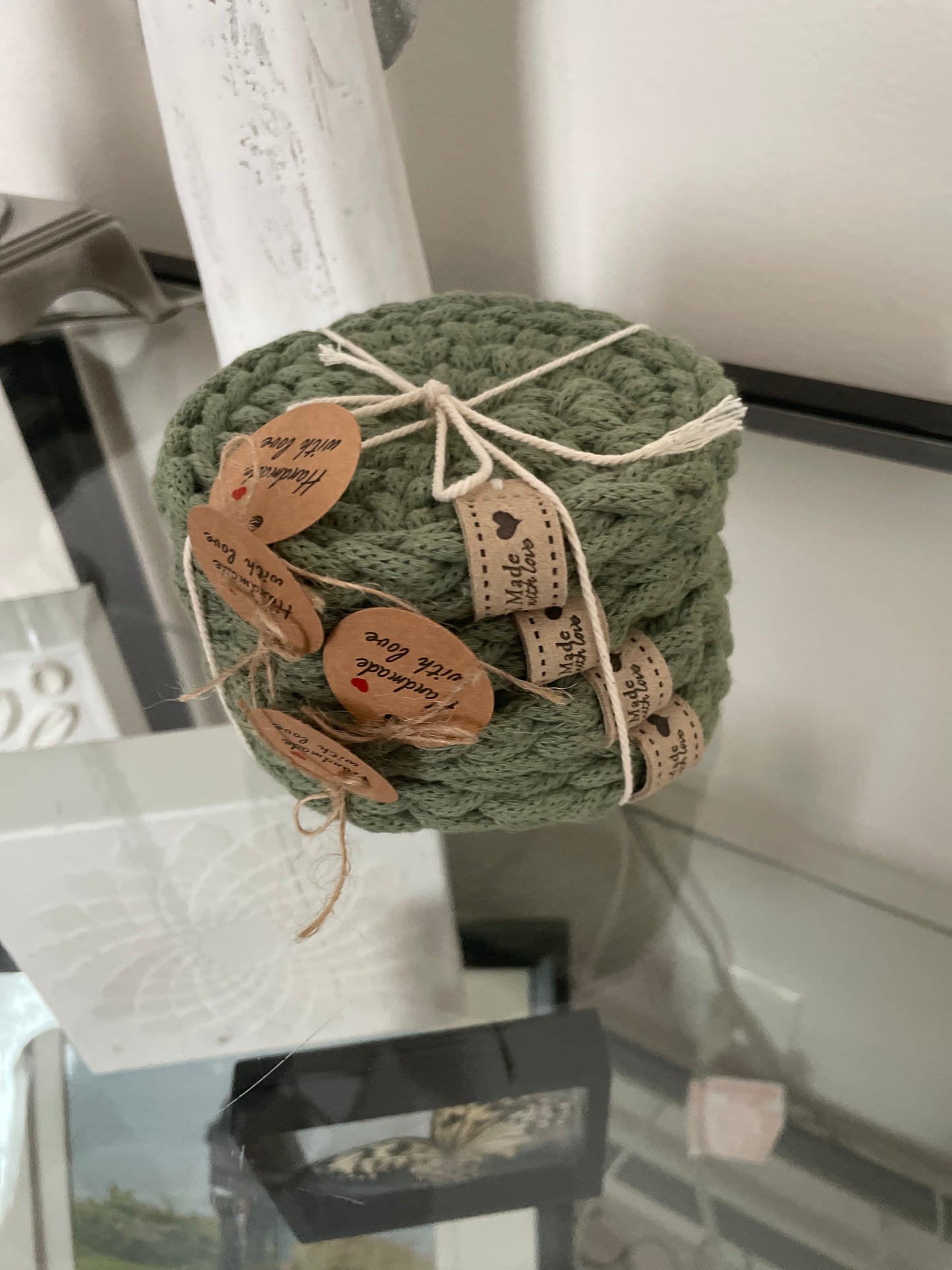 Handmade Crochet Cotton Coasters – Set of 4