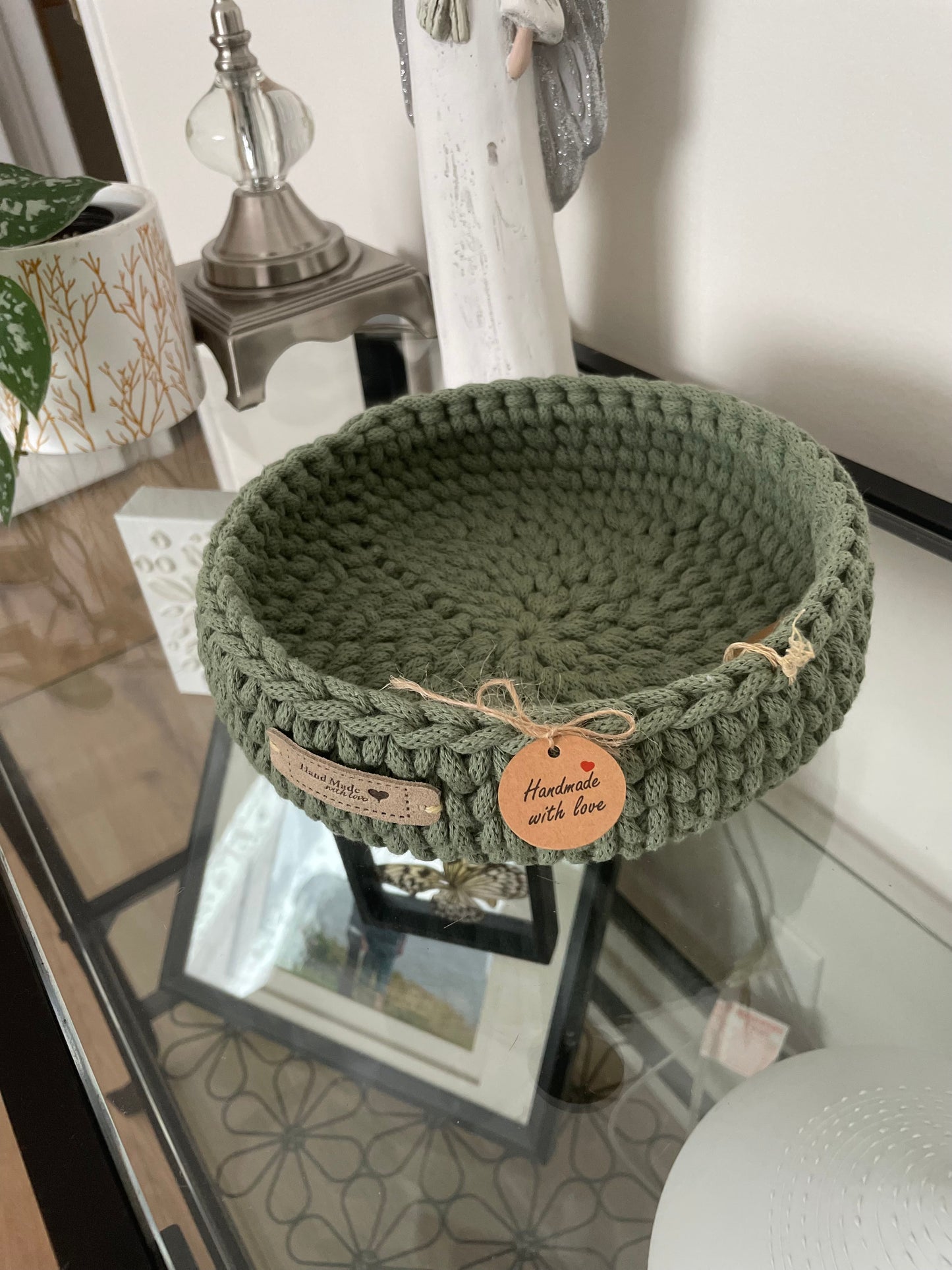 Handmade Basket – Diameter 19 cm, Height 6 cm – Soft Cotton Cord