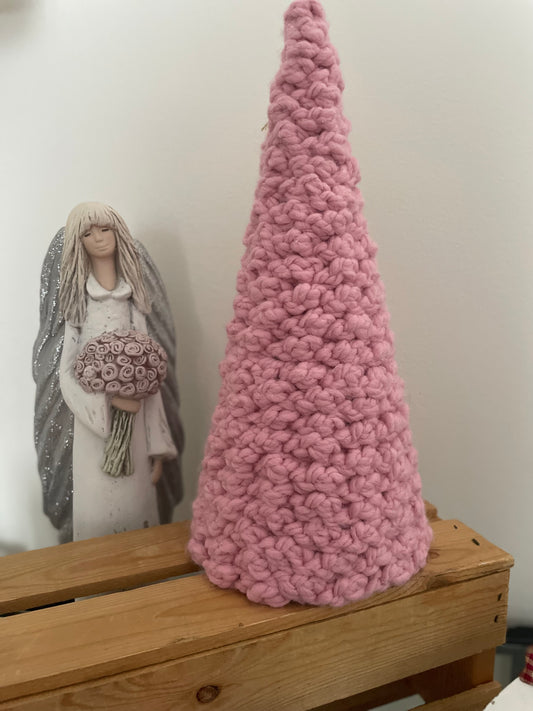 Handmade Crochet Christmas Tree – Soft Pink (31 cm)