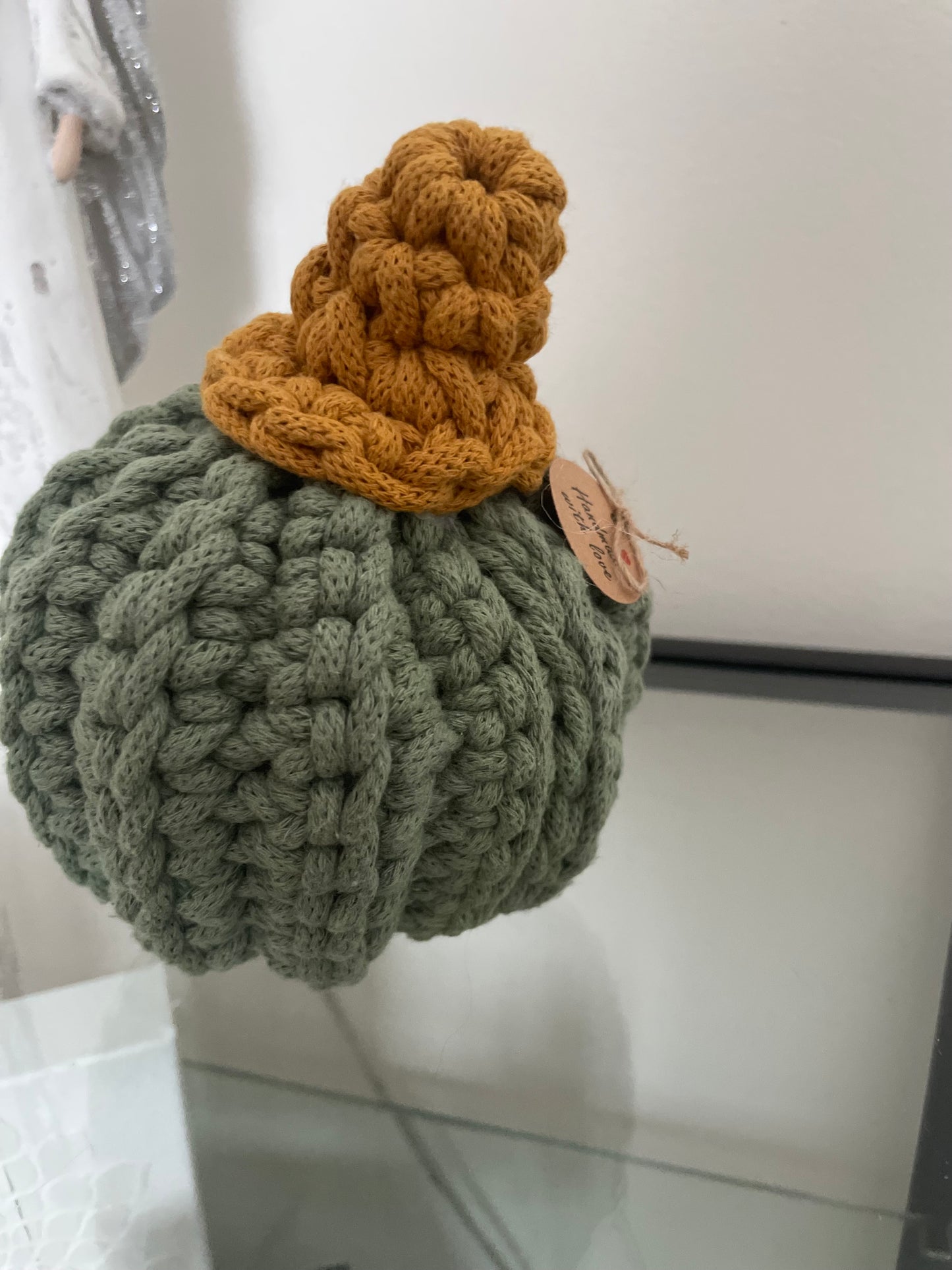 Crocheted pumpkin—16 cm tall
