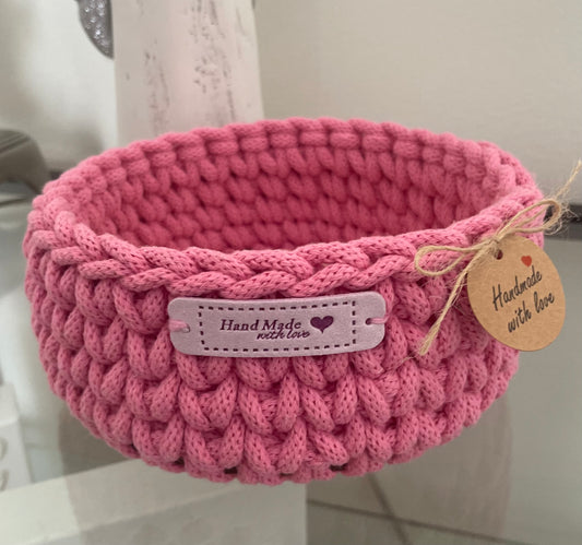 Pink Crochet Basket