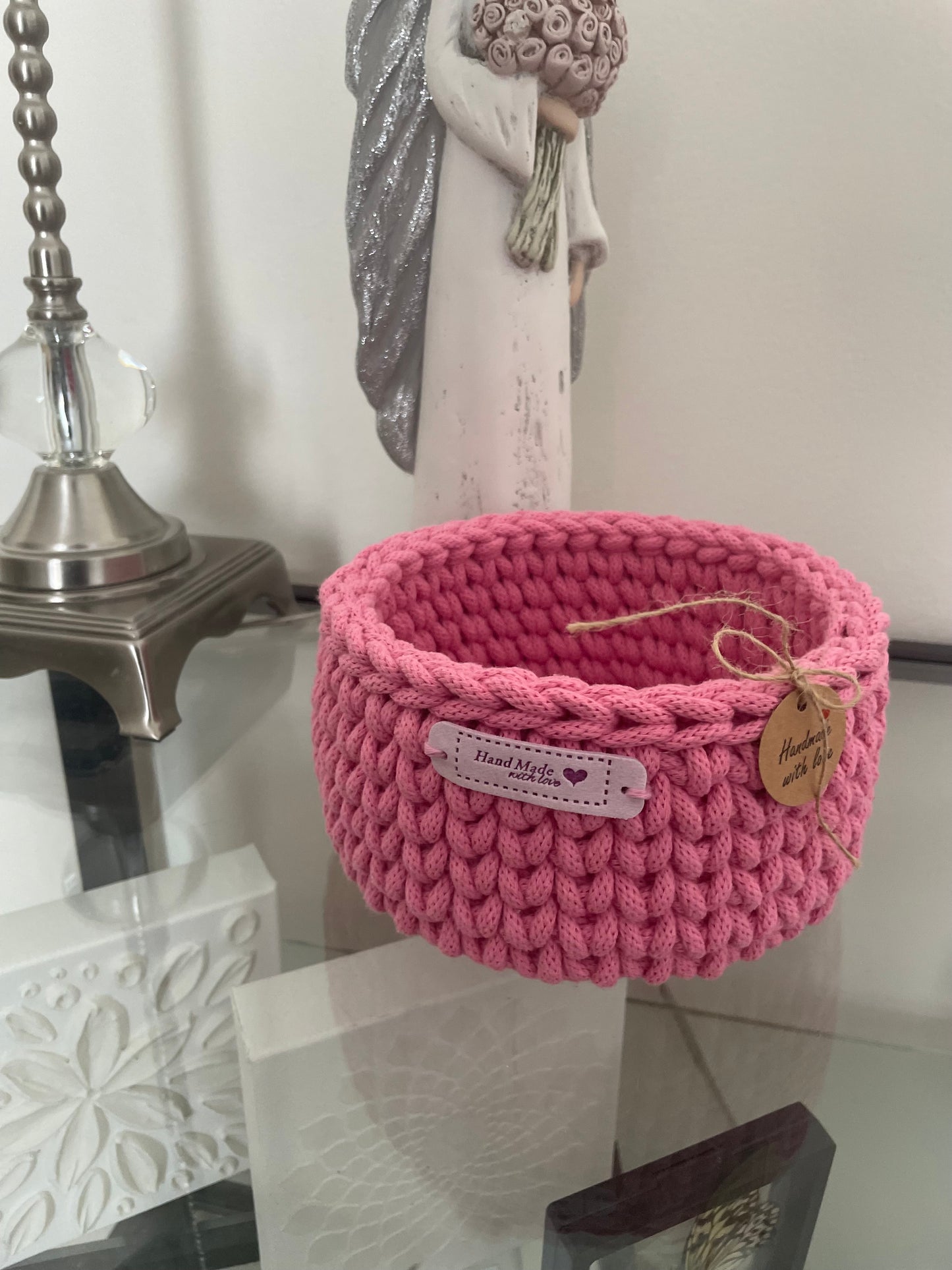 💗 Handmade Cotton Basket – Pink