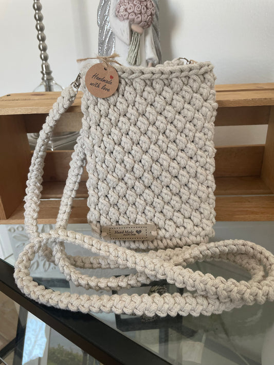 Hand-Crocheted Crossbody Phone Pouch – 100% Cotton
