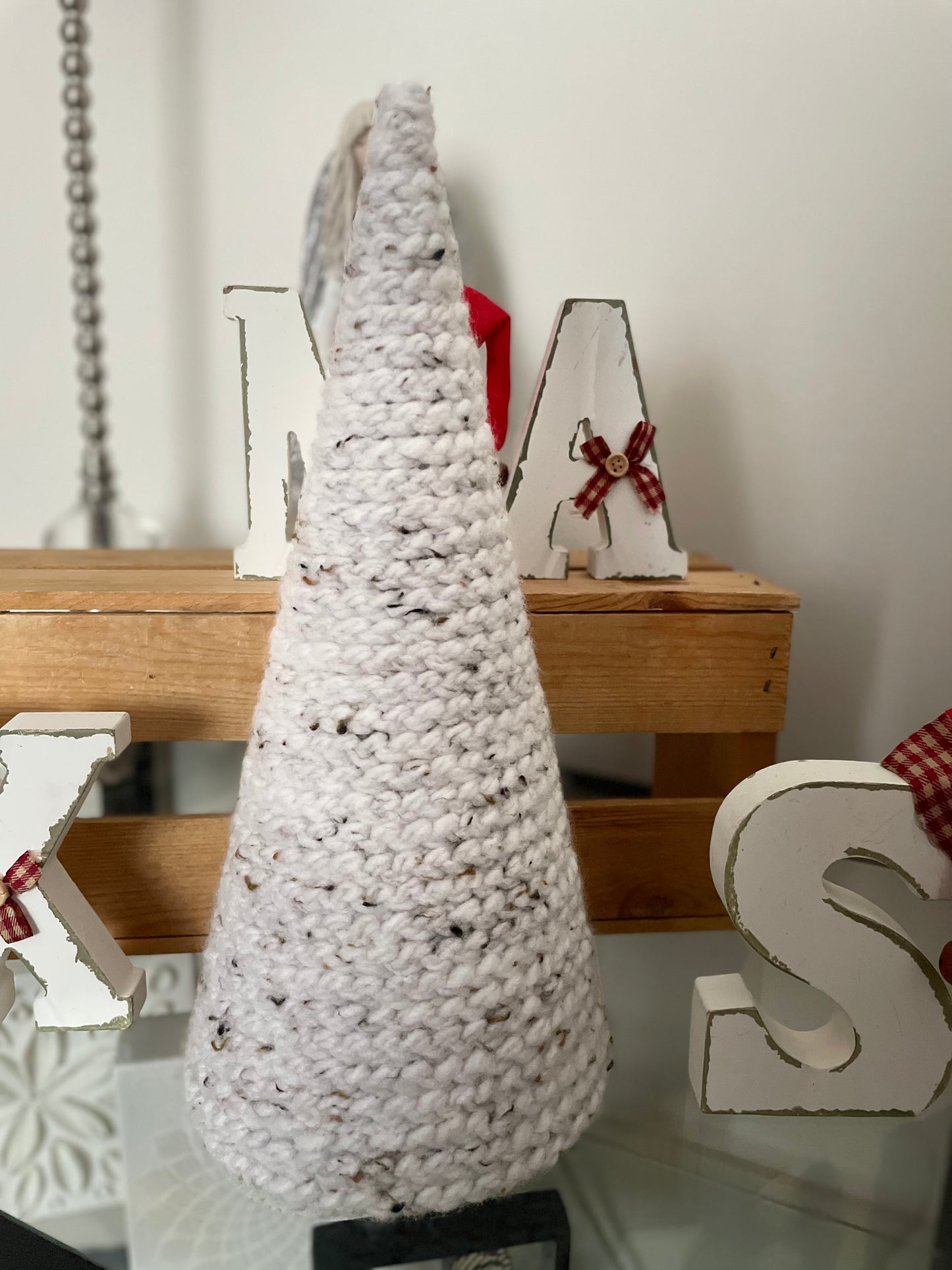 Handmade Crochet Christmas Tree – Cream Tweed (30)