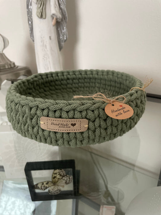 Handmade Basket – Diameter 19 cm, Height 6 cm – Soft Cotton Cord