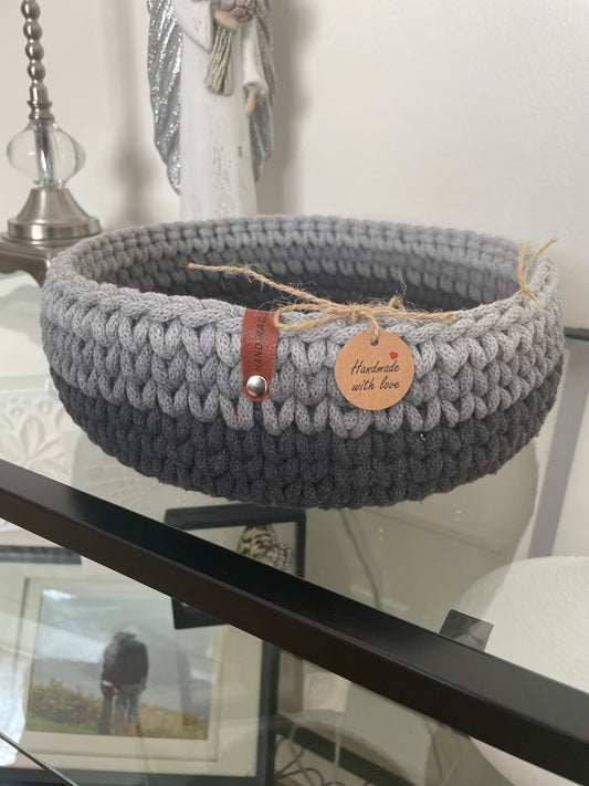 Handmade Cotton Basket – 26 cm (Wooden Base)