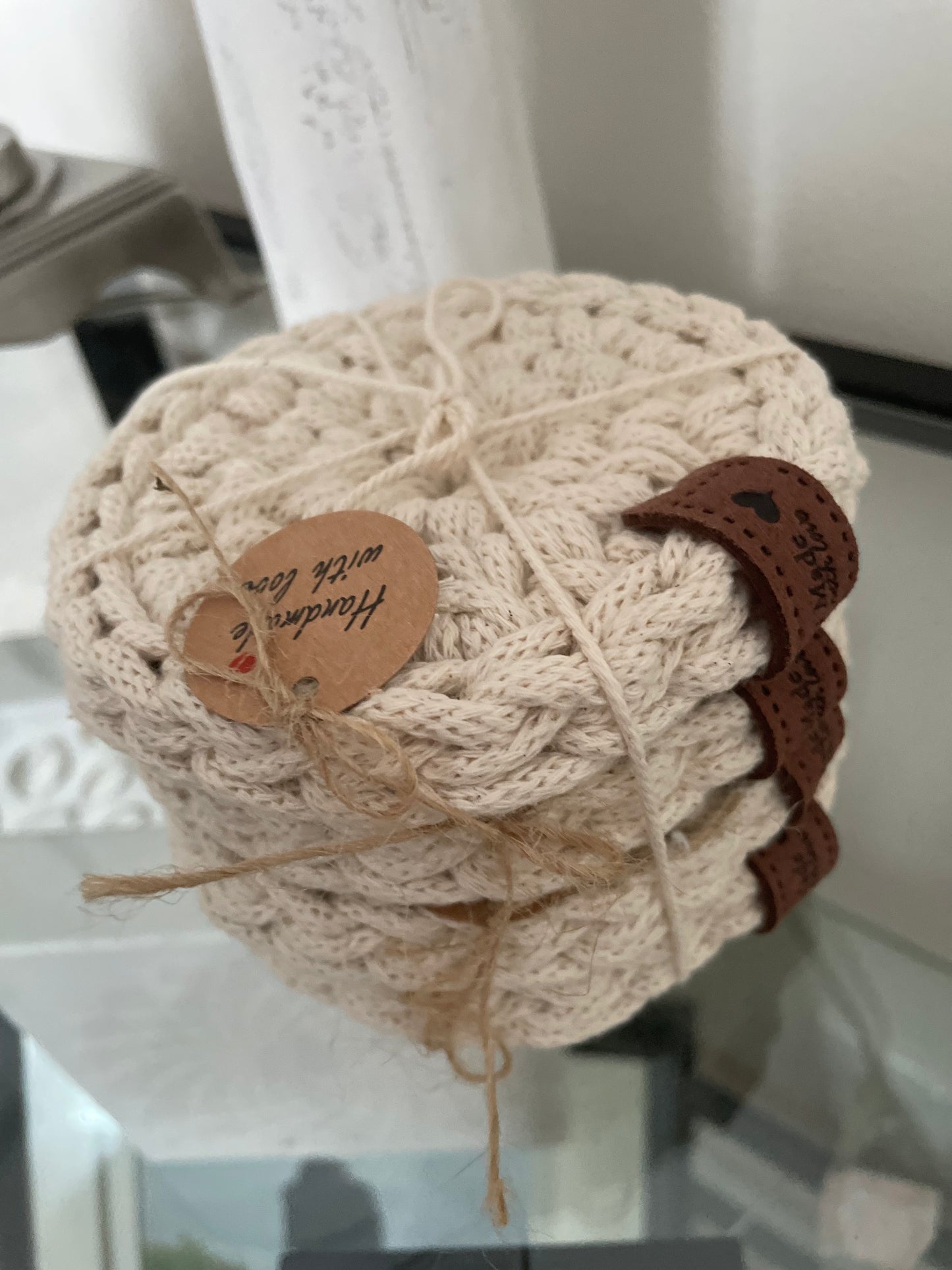 Handmade Crochet Cotton Coasters – Set of 4